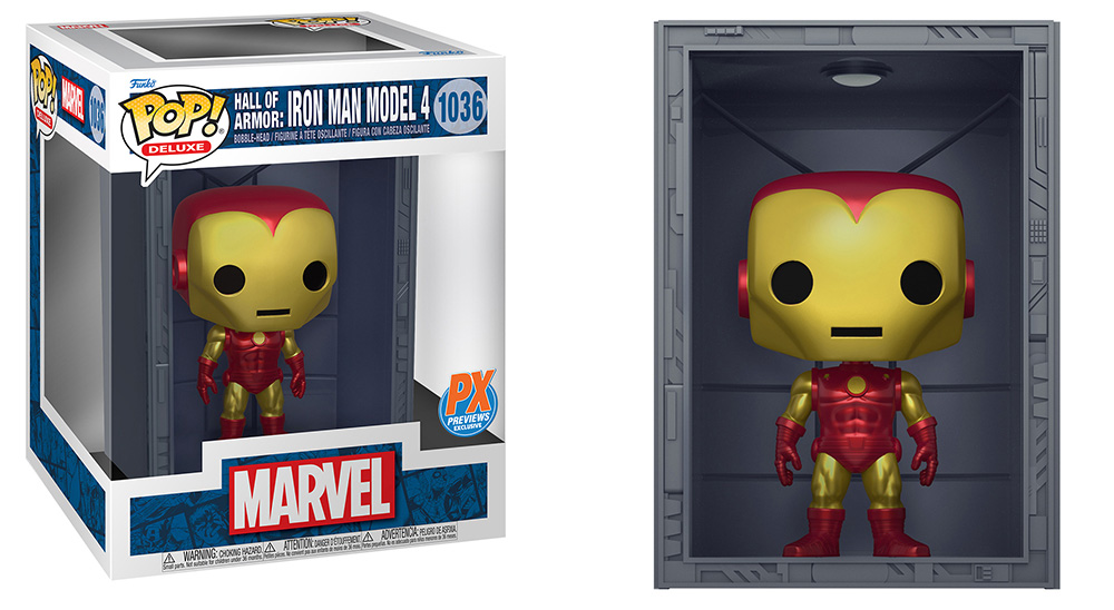 Funko POP Deluxe Marvel - Hall Of Armor Iron Man Model 4 PX Previews  Exclusive red gold